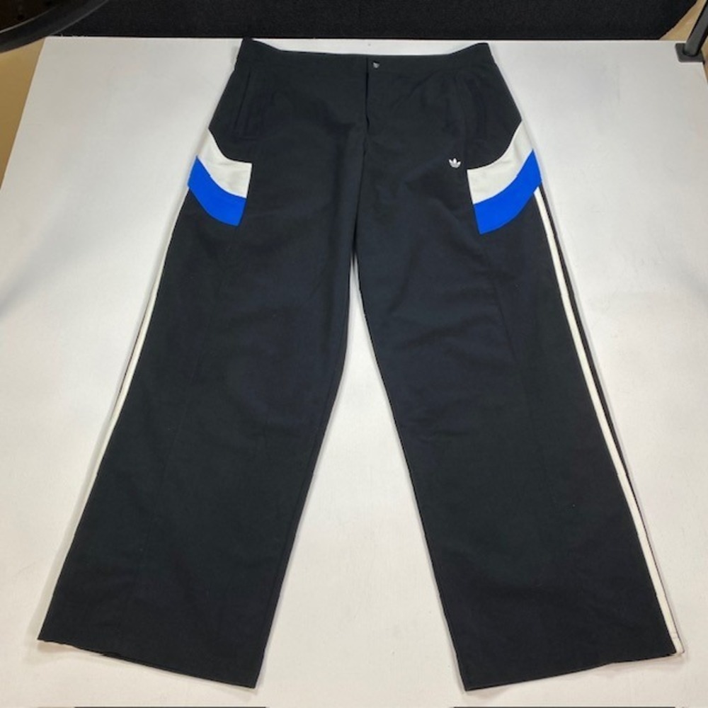 Adidas Originals Wide Leg Blocking Track Pant Black Blue White JY2392 Women 14 L